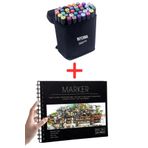 BEYZANA 2’li Set 36 Bez Çantalı Keçeli Kalem Seti + Marker Kalem Boyama Defteri 16K