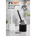 BEYZANA 2’li Set Beyaz ve Siyah Renk Silikon Tuvalet Fırçası & Silikon Wc Klozet Fırçası