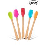 BEYZANA 5 Li Renkli Bambu Silikon Spatula Seti Uzun 26cm