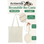 Bez Çanta 30X40cm 1 Adet Boyanabilir Baskısız Bez Çanta Kulplu Ham Bez Çanta Boyama Çantası Etkinlik Okul Kreş