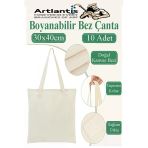 Bez Çanta 30X40cm 10 Adet Boyanabilir Baskısız Bez Çanta Kulplu Ham Bez Çanta Boyama Çantası Etkinlik Okul Kreş