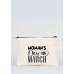 Bez Çanta Dünyası Kadınlar Günü Temalı Ham Bez Clutch Çanta - 25*15 - 10A-Bej