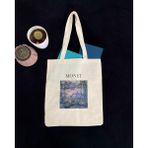 Bez Çanta Dünyası Monet Ham Naturel Zambaklar Baskılı Bez Çanta - Bej - 39*35