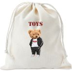 Bez Çanta Dünyası Teddy Bear Ham Bez Oyuncak Kesesi (35*25) - Bej - 39*35