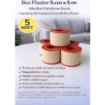 Bez Flaster 5 Cm X 5 M Medikal Sabitleme Bandı Hipoalerjenik Yapışkanlı Cerrahi Bez Flaster 5 Adet