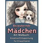 Bezaubernde Mädchen - Art-Malbuch für Erwachsene und Jugendliche: 41 große, detailreiche Motive von niedlichen Mädchen mit ihrem Haustier, zum ... um durchdrücken der Farben zu vermeiden