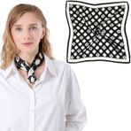 Bezioner İpek şal %100 dut ipek şal kadın ipek şal saç 68 x 68 cm bandana atkı kare baş örtüsü kız çocukları, Siyah / beyaz, Ölçü Birimi