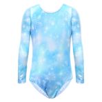 Bezioner Kız Jimnastik Mayo Uzun Kollu Bale Dansı Leotard Sparkle Atletik Kostüm Mavi 120