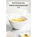 Bezos Akrilik Barok Beyaz Orta Boy Kare Meyve & Salata Kasesi & Karıştırma Kabı / 1,5 Lt (Cam Değildir)
