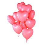 BF Souvenirs 12 Adet Folyo Balon "Pembe Kalp" Kalp Tasarımında (43 cm) - Balon Helyum Balonu Düğün Doğum Günü Nişan