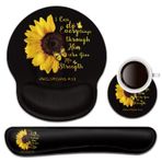 BFRKXOCK Bilek Destekli Klavye Bilek Desteği ve Fare Altlığı, Ergonomik Jel Fare Altlığı, Kolay Yazma Ağrı Giderme, Hafıza Köpüğü Klavye Mousepad Seti, İncil Ayeti Filipiller 4:13 Ayçiçeği