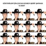 BFS Kovboy Şerif Şapkası Siyah 12 Adet - Kostüm, Parti ve Gösteri Şapkası