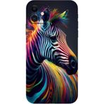 BG AKSESUAR Apple iPhone 11 ile Uyumlu Kamera Korumalı HD Baskılı Silikon Kılıf, Renkli Zebra Tasarım