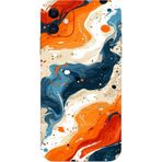 BG AKSESUAR Apple iPhone 12 Mini ile Uyumlu Kamera Korumalı HD Baskılı Silikon Kılıf, Turuncu-Mavi-Krem