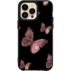 BG AKSESUAR Apple iPhone 12 Pro Max ile Uyumlu Siyah Silikon Kılıf, Kelebek Desen, Çiziklere ve Darbelere Karşı Koruma