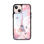 BG AKSESUAR Apple iPhone 13 ile Uyumlu Eyfel Kulesi Baskılı, Mat Siyah, Yumuşak Silikon, Şok Emici Koruyucu Kılıf