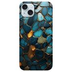 BG AKSESUAR Apple iPhone 13 ile Uyumlu Kamera Korumalı HD Baskılı Silikon Kılıf, Mavi Geometrik Desen