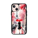 BG AKSESUAR Apple iPhone 13 Mini ile Uyumlu Eyfel Kulesi Baskılı, Mat Siyah, Yumuşak Silikon, Şok Emici Koruyucu Kılıf