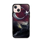 BG AKSESUAR Apple iPhone 13 Uyumlu Göktürkçe Türk Yazılı Baskılı, Mat Siyah, Yumuşak Silikon, Şok Emici Koruyucu Kılıf