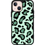BG AKSESUAR Apple iPhone 13 Uyumlu Leopar Desenli Silikon Kılıf, Mat Siyah, Şok Emici, Koruyucu Kapak, Mint Yeşil