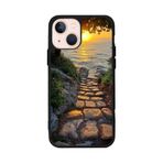 BG AKSESUAR Apple iPhone 14 ile Uyumlu Baskılı, Mat Siyah Renk, Yumuşak Silikon, Koruyucu, Şok Emici Doğa Manzara Kılıf