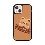 BG AKSESUAR Apple iPhone 14 ile Uyumlu Baskılı, Mat Siyah Renk, Yumuşak Silikon, Koruyucu, Şok Emici Kapak, Oyuncak Ayıcık Tasarımı