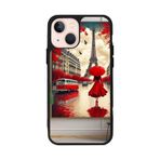 BG AKSESUAR Apple iPhone 14 ile Uyumlu Eyfel Kulesi Baskılı, Mat Siyah, Yumuşak Silikon, Şok Emici Koruyucu Kılıf