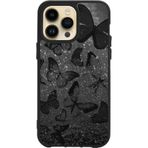 BG AKSESUAR Apple iPhone 14 Pro Max ile Uyumlu Kelebek Desenli Siyah Silikon Kılıf, Çiziklere ve Darbelere Karşı Koruma