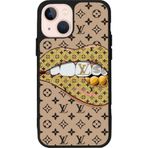 BG AKSESUAR Apple iPhone 15 Plus ile Uyumlu Silikon Kılıf, Louis Vuitton Desenli, Siyah