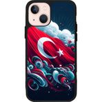 BG AKSESUAR Apple iPhone 15 Plus ile Uyumlu Siyah Silikon Kılıf, Türk Bayrağı Baskılı, Çiziklere ve Darbelere Karşı Koruma