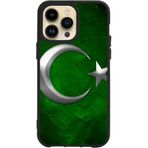 BG AKSESUAR Apple iPhone 15 Pro Max ile Uyumlu Baskılı Glass Korumalı Silikon Kılıf, Türk Bayrağı Tasarımı, Siyah