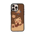 BG AKSESUAR Apple iPhone 15 Pro Max Uyumlu Baskılı, Mat Siyah, Yumuşak Silikon, Koruyucu, Şok Emici Kapak, Oyuncak Ayıcık Tasarımı