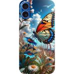BG AKSESUAR Apple iPhone 16 ile Uyumlu Kamera Korumalı Silikon Kılıf, Kelebek Desenli, HD Baskılı