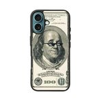 BG AKSESUAR Apple iPhone 16 Plus ile Uyumlu Baskılı Silikon Kılıf, Siyah, Money Desen