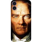 BG AKSESUAR Apple iPhone 16 Plus ile Uyumlu Kamera Korumalı HD Baskılı Silikon Kılıf, Atatürk6