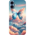BG AKSESUAR Apple iPhone 16 Plus ile Uyumlu Kamera Korumalı Silikon Kılıf, Kelebek Desen, HD Baskılı