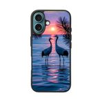 BG AKSESUAR Apple iPhone 16 Plus Uyumlu Mat Siyah Silikon Kılıf, Doğa Manzara Temalı, Şok Emici Koruyucu Kapak