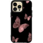 BG AKSESUAR Apple iPhone 16 Pro ile Uyumlu Siyah Silikon Kılıf, Kelebek Desen, Çiziklere ve Darbelere Karşı Koruma