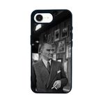 BG AKSESUAR Apple iPhone 16E ile Uyumlu Siyah Silikon Kılıf, Mustafa Kemal Atatürk Baskılı, Çiziklere ve Darbelere Karşı Koruma