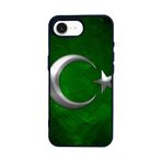BG AKSESUAR Apple iPhone 16E ile Uyumlu Türk Bayrağı Baskılı Siyah Silikon Kılıf