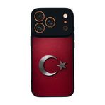 BG AKSESUAR Apple iPhone 17 Pro Max ile Uyumlu Türk Bayrağı Baskılı Siyah Silikon Kılıf, Şok Emici Koruyucu Kapak