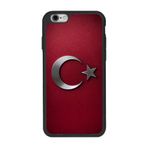 BG AKSESUAR Apple iPhone 6s Plus ile Uyumlu Siyah Silikon Kılıf, Türk Bayrağı Baskılı, Çiziklere ve Darbelere Karşı Koruma