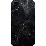 BG AKSESUAR Apple iPhone 7 Plus ile Uyumlu Kamera Korumalı HD Baskılı Kılıf, Siyah Mermer Desen