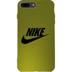 BG AKSESUAR Apple iPhone 7 Plus ile Uyumlu Kamera Korumalı HD Baskılı Silikon Kılıf, Sarı-Siyah