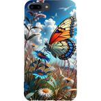 BG AKSESUAR Apple iPhone 8 Plus ile Uyumlu Kamera Korumalı HD Baskılı Silikon Kılıf, Kelebek1