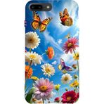 BG AKSESUAR Apple iPhone 8 Plus Uyumlu Kamera Korumalı HD Baskılı Kılıf, Kelebek, Mavi