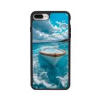 BG AKSESUAR Apple iPhone 8 Plus Uyumlu Mat Siyah Silikon Kılıf, Doğa Manzara Temalı, Şok Emici Koruyucu Kapak