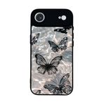 BG AKSESUAR Apple iPhone Air ile Uyumlu Siyah Silikon Kılıf, Kelebek Baskılı, Çiziklere ve Darbelere Karşı Koruma