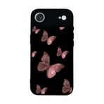 BG AKSESUAR Apple iPhone Air ile Uyumlu Siyah Silikon Kılıf, Kelebek Desen, Çiziklere ve Darbelere Karşı Koruma
