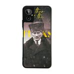 BG AKSESUAR General Mobile GM23 SE ile Uyumlu Kılıf, Mustafa Kemal Atatürk Baskılı, Mat Siyah, Yumuşak Silikon, Şok Emici